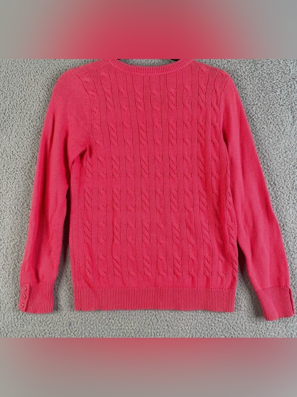 Talbots Coral Cable Knit Crewneck Sweater